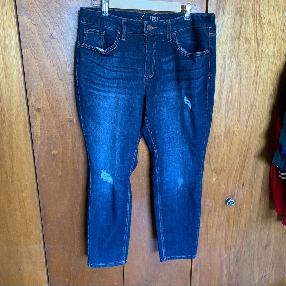 Time&Tru NWOT Womens Jeans Mid Rise Cropped Skinny dark Wash Stretch 18 petite
